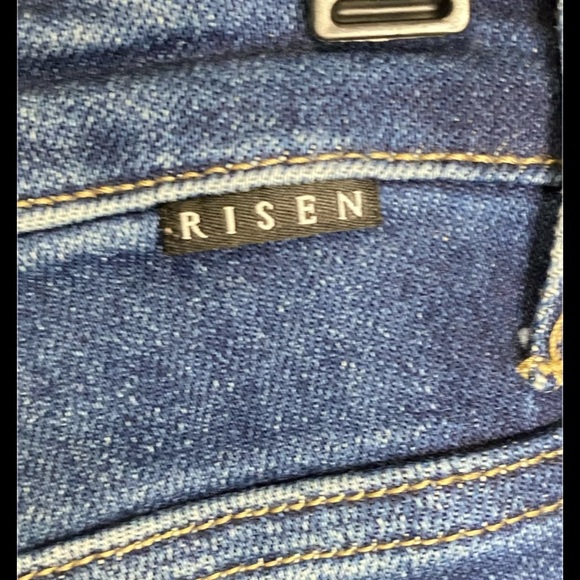 Risen Jeans High Rise Button Fly Straight Leg Raw Hem Size 26 Medium Was - Picture 5 of 10